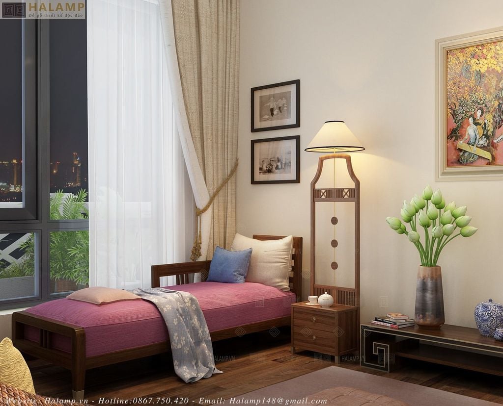 Mẫu sofa lazy thư giãn đặt trong phòng ngủ thiết kế bới Halamp