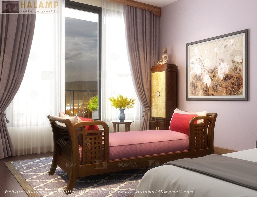 Mẫu sofa lazy thư giãn đặt trong phòng ngủ thiết kế bới Halamp