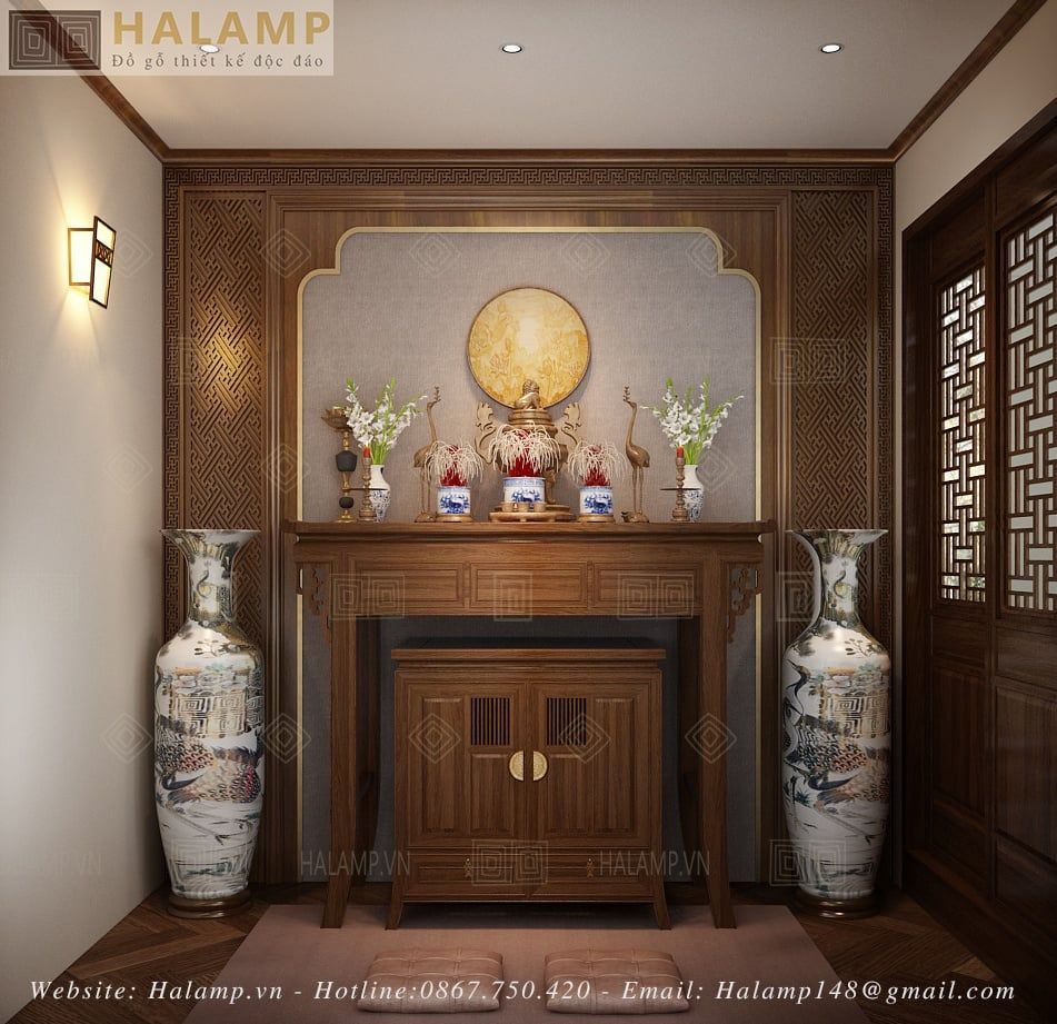 Thiết kế nội thất tầng tum phòng thờ