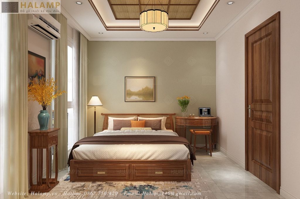 Thiết kế nội thất tầng 2 phòng ông bà phong cách Việt