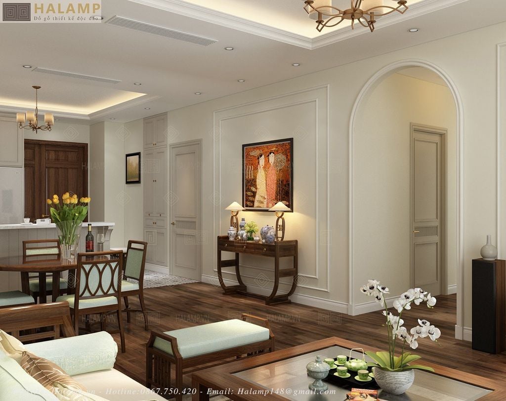 Thiết kế phòng khách chung cư Đặng Thái Mai hiện đại