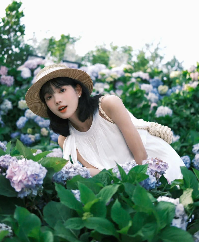 Ngồi xuống bên cạnh một bụi hoa rực rỡ