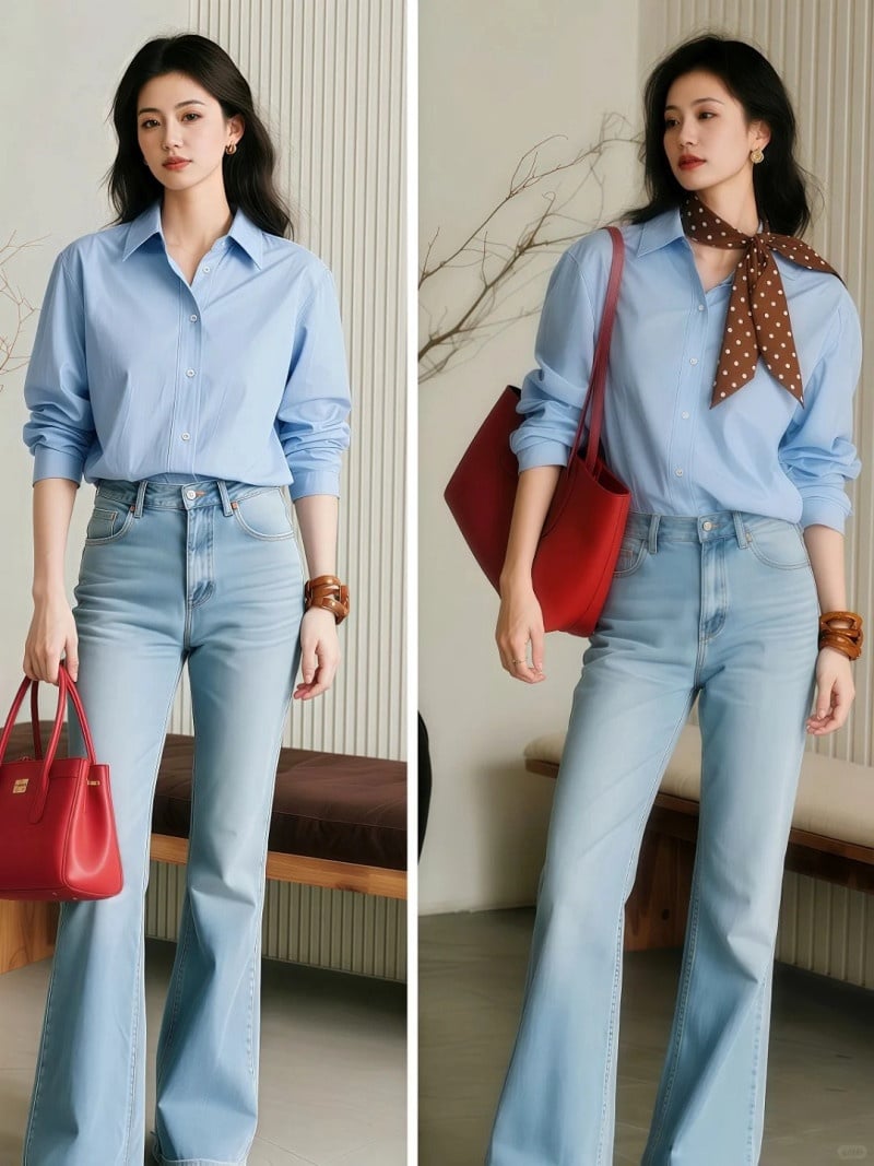 cách thắt khăn với ao sơ mi