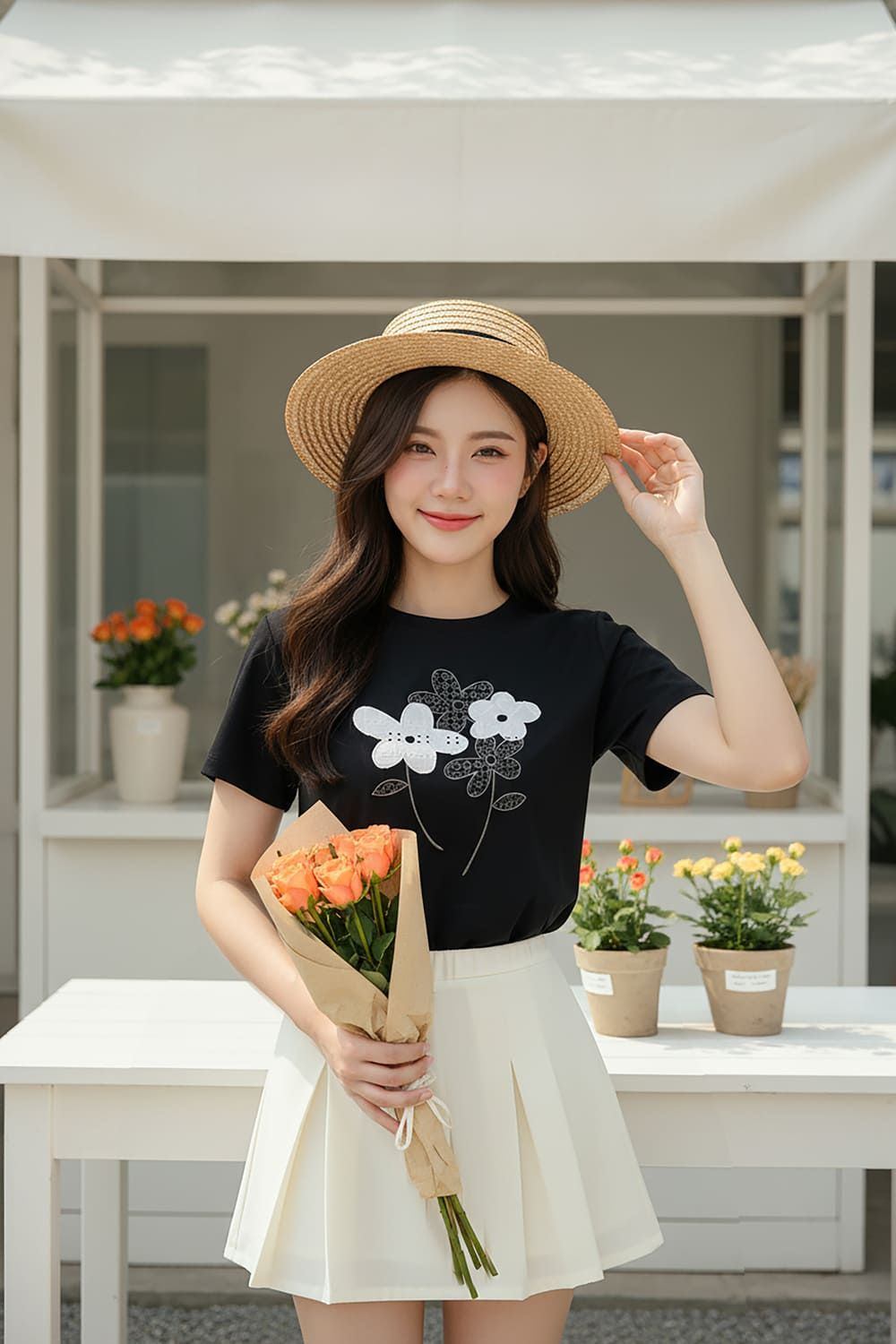 Chân váy trắng phối áo màu gì?