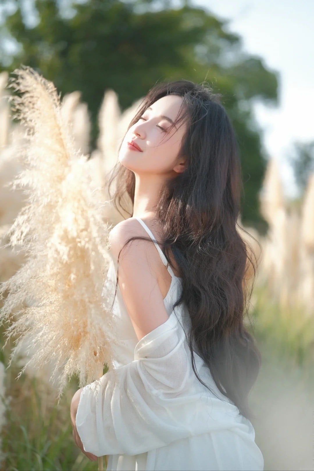 cách tạo dáng chụp ảnh với cỏ lau