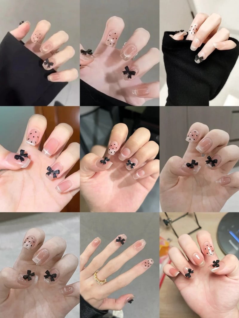 mẫu nail màu đen sang chảnh