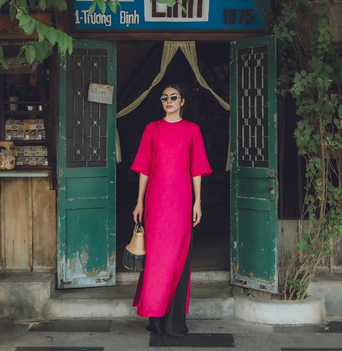 Áo dài hồng cánh sen trơn