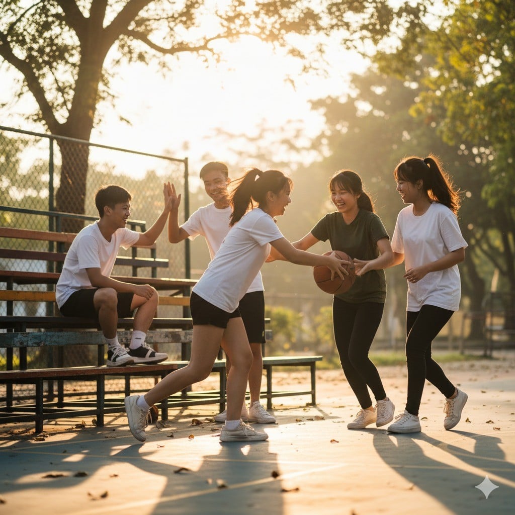 Năng động cùng bạn bè trên sân thể thao