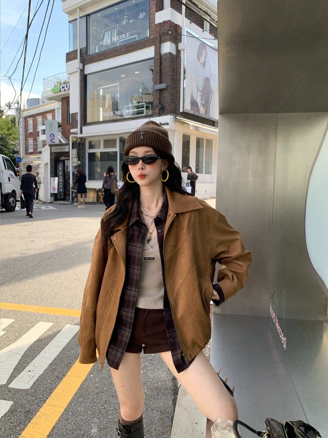 Áo khoác da cổ bẻ