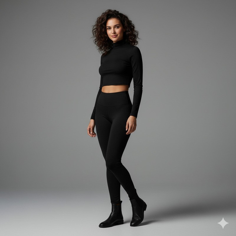 Boot đen cổ thấp và quần bó