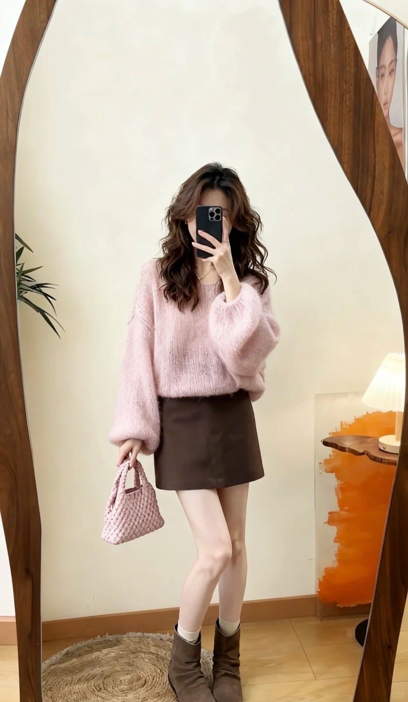 Boots cổ thấp và tất len lộ viền