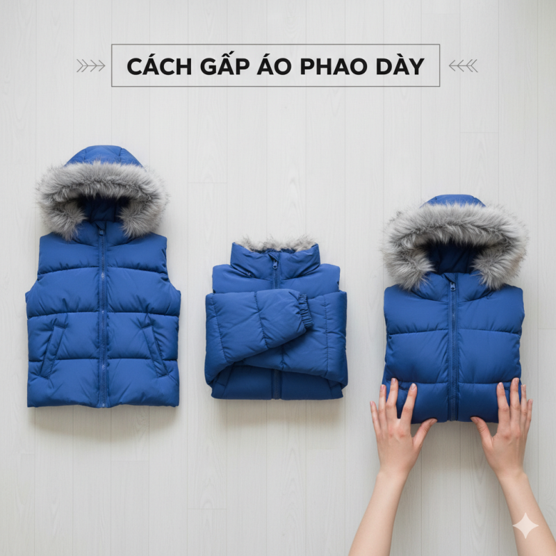 Cách gấp áo phao dày