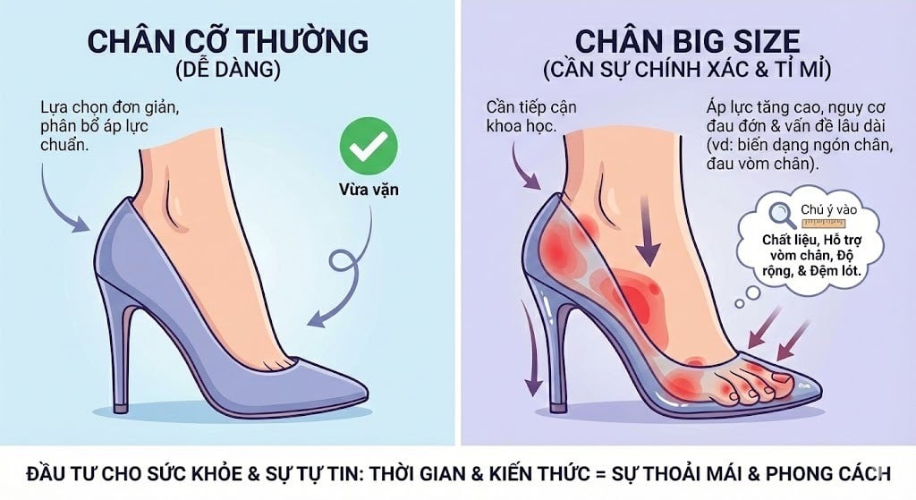 Tại sao việc chọn giày cao gót big size lại cần sự tỉ mỉ hơn bình thường?