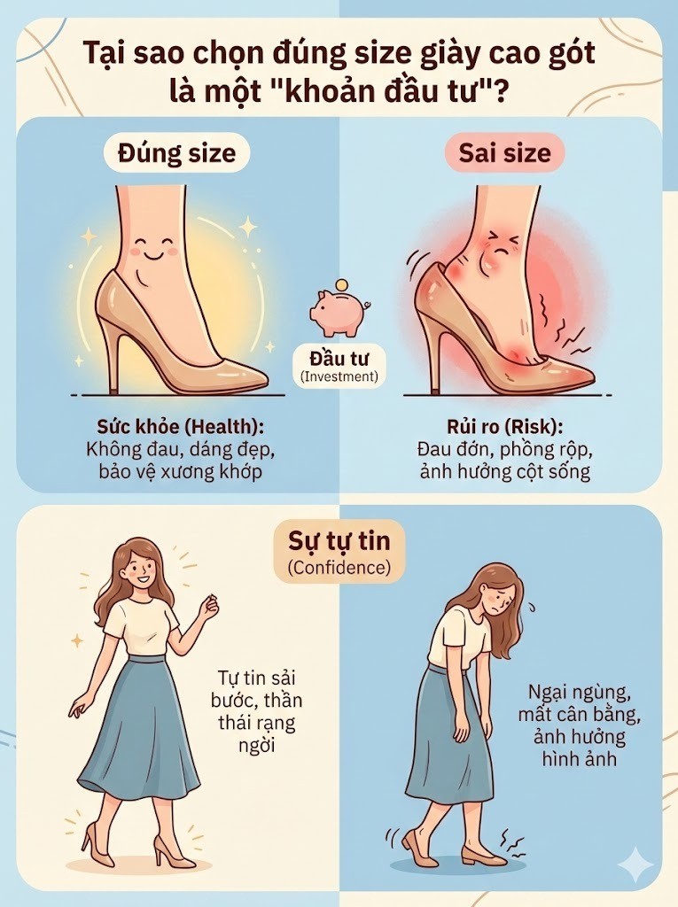 Tại sao chọn đúng size giày cao gót là một