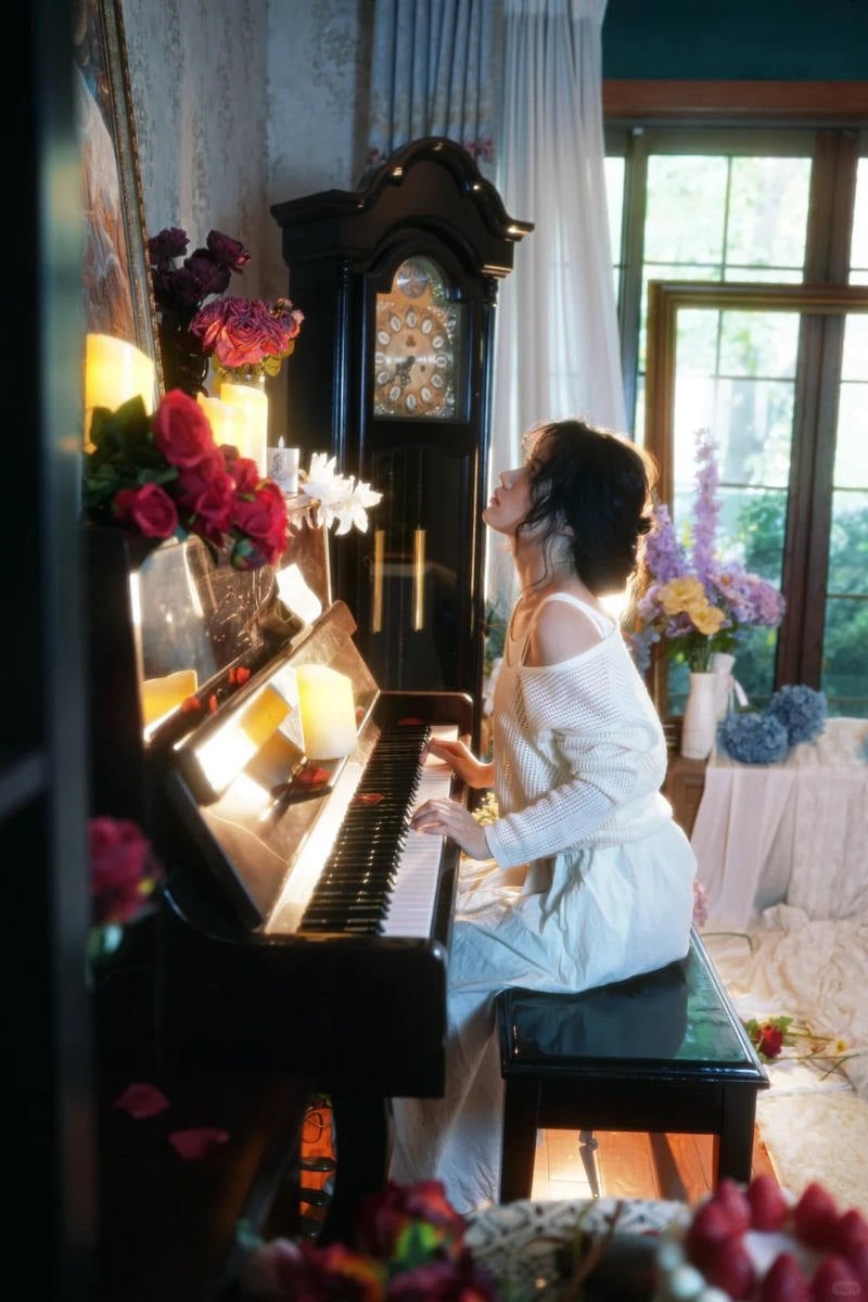 chụp ảnh với piano