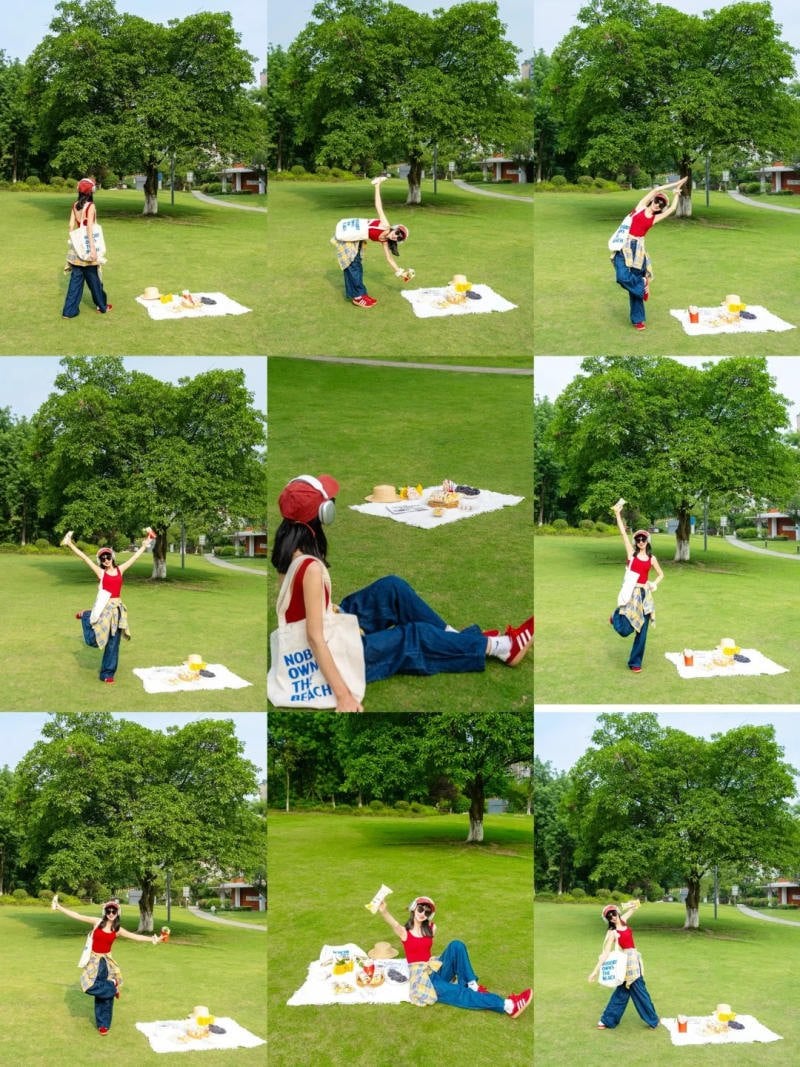 Concept chụp ảnh trên cỏ xanh