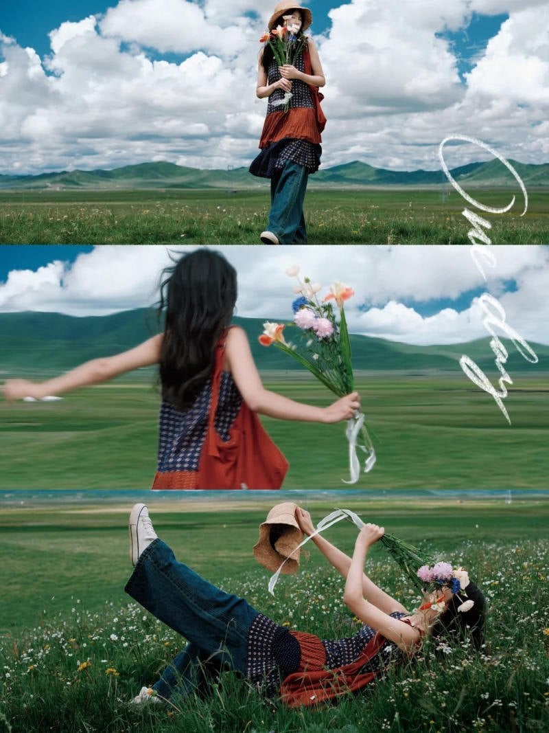 Concept chụp ảnh trên cỏ xanh