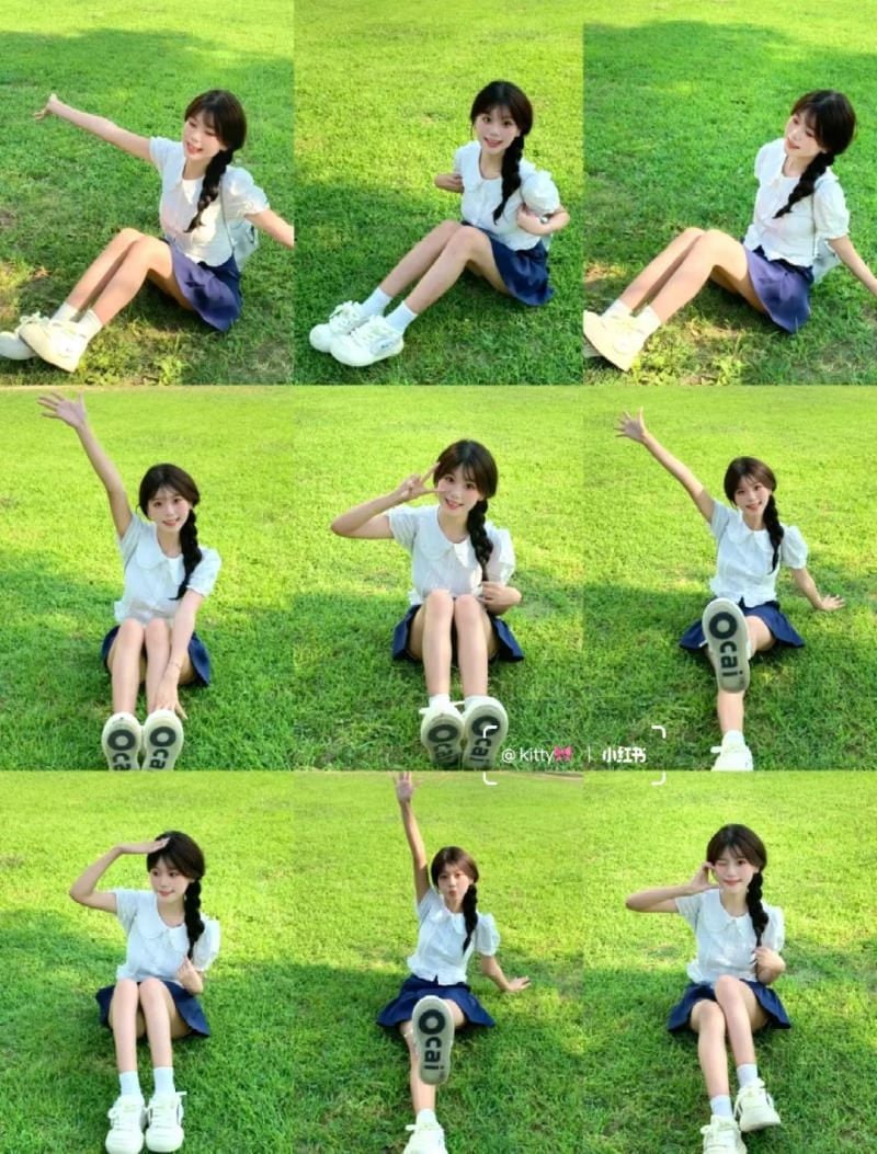 Concept chụp ảnh trên cỏ xanh