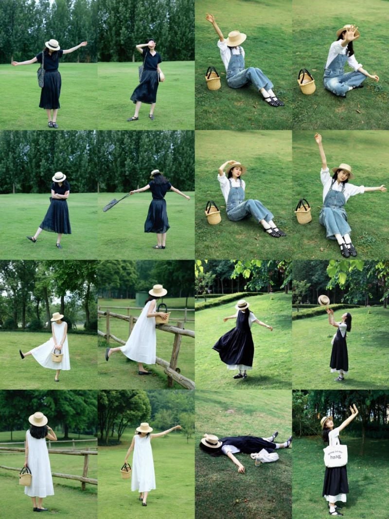 Concept chụp ảnh trên cỏ xanh