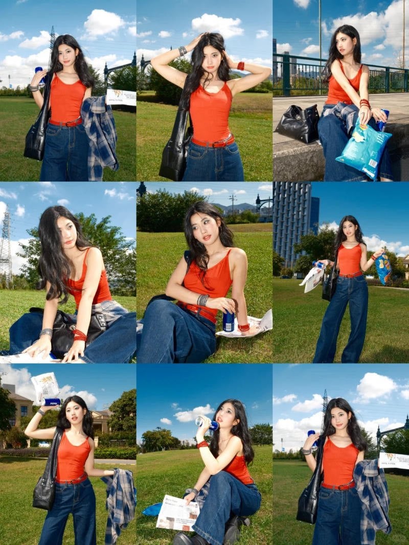 Concept chụp ảnh trên cỏ xanh