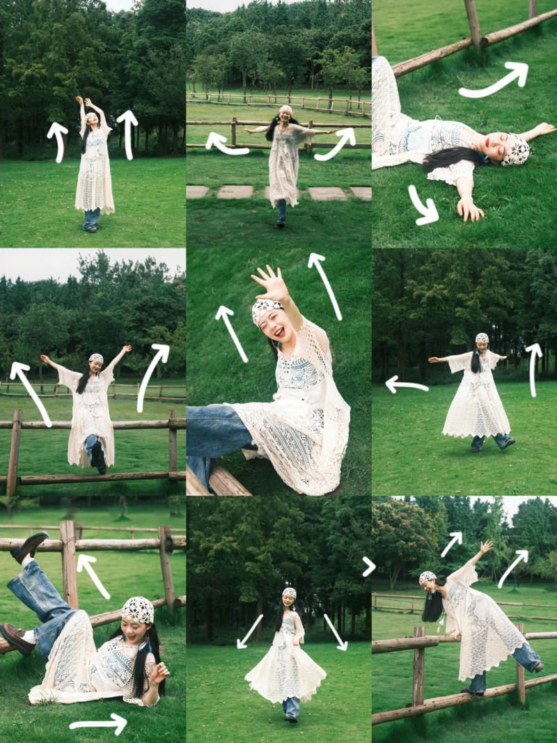 Concept chụp ảnh trên cỏ xanh