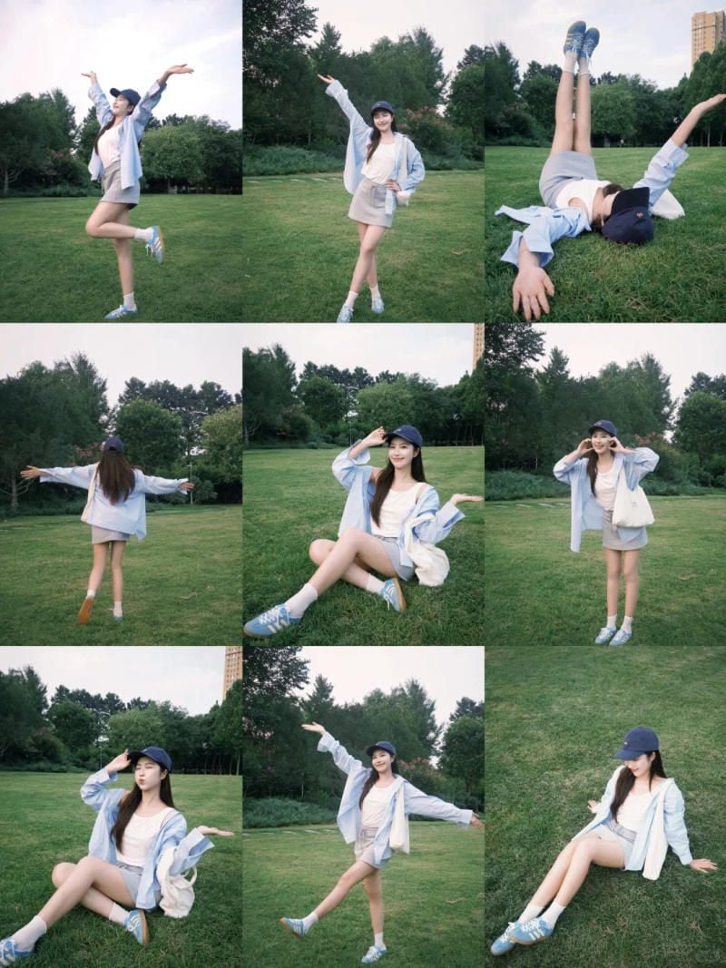 Concept chụp ảnh trên cỏ xanh