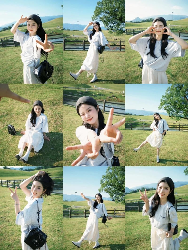 Concept chụp ảnh trên cỏ xanh