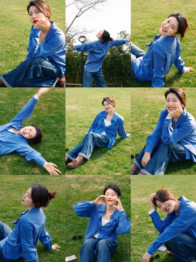 Concept chụp ảnh trên cỏ xanh