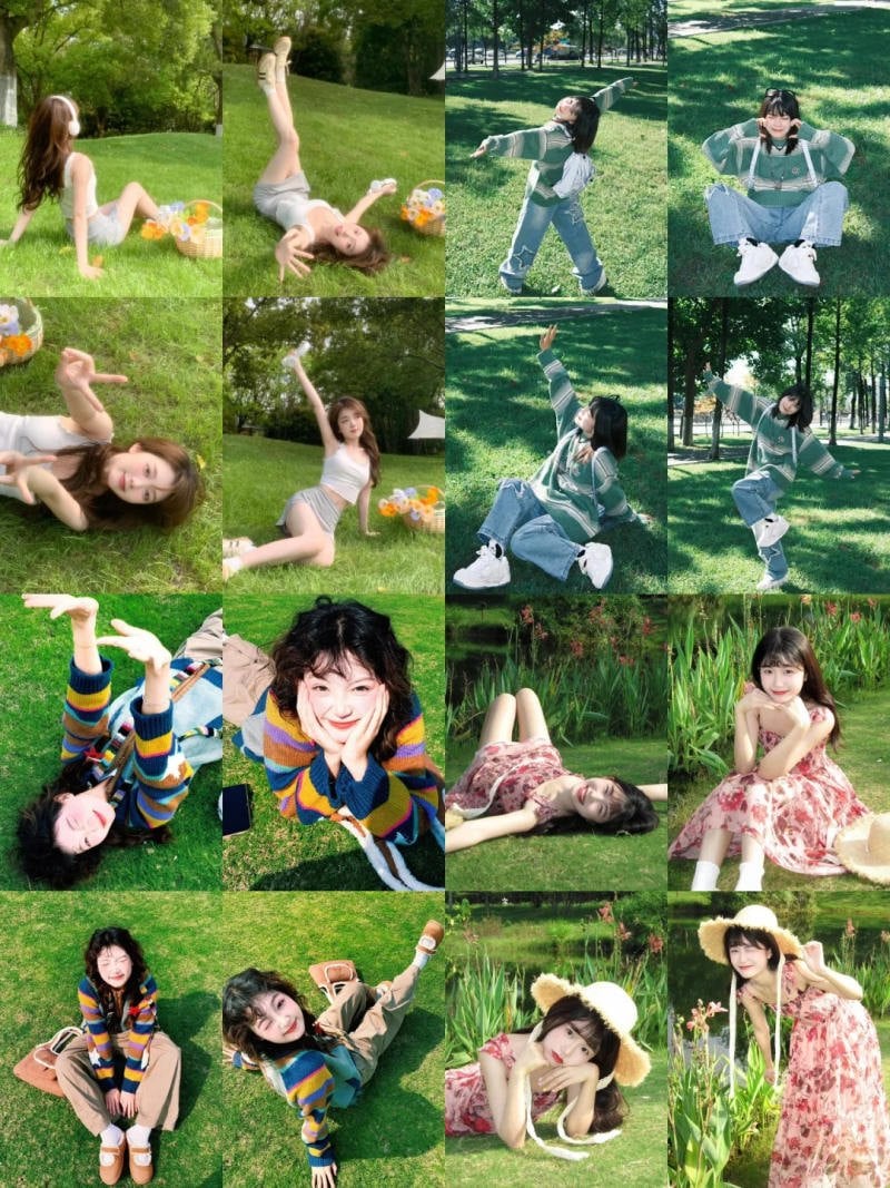 Concept chụp ảnh trên cỏ xanh