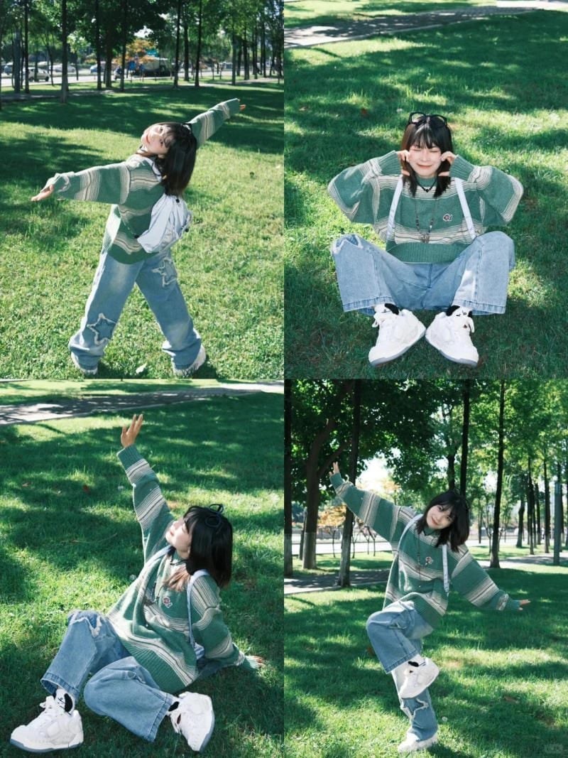 Concept chụp ảnh trên cỏ xanh