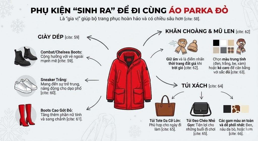 Phụ kiện nào sinh ra để đi cùng áo parka đỏ