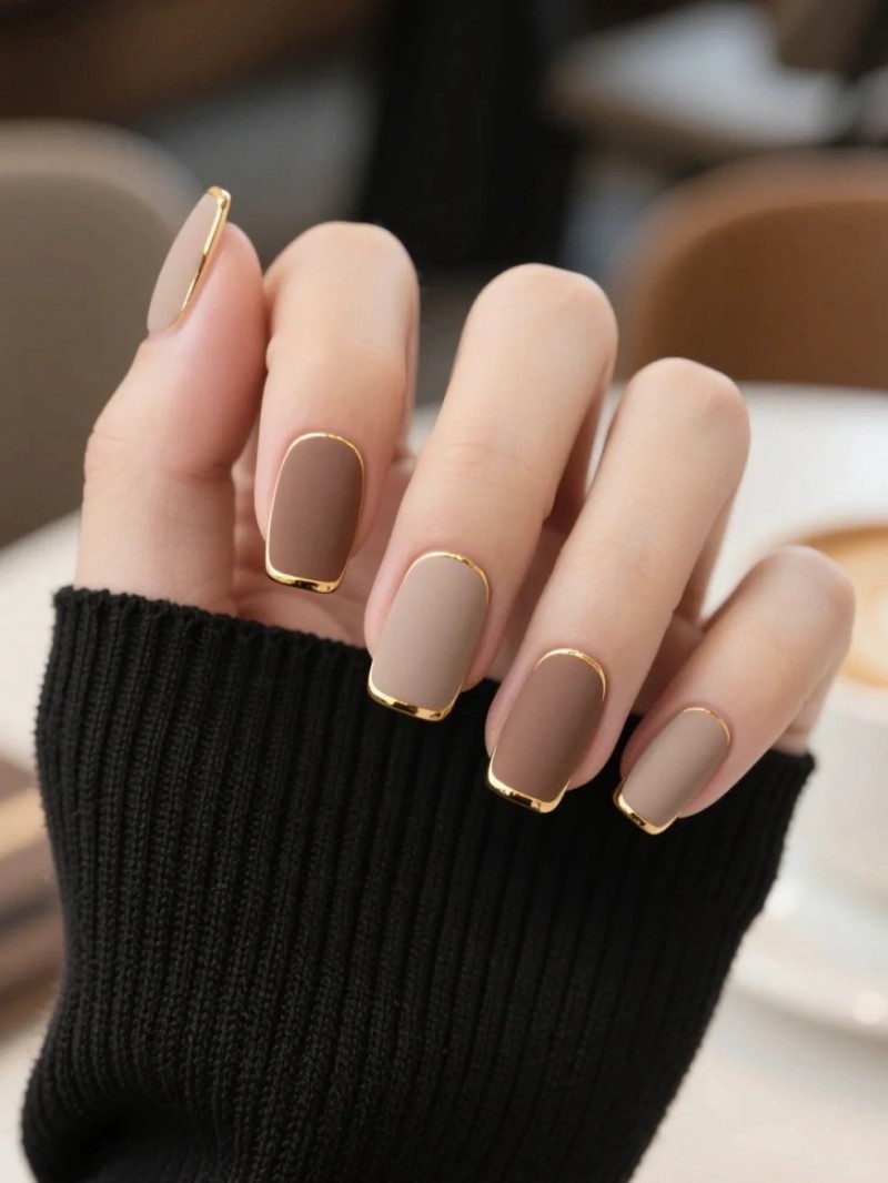 mẫu nail nâu tây