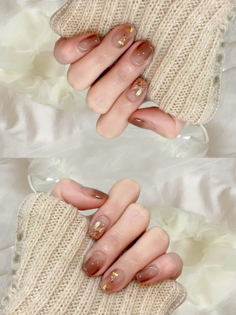 mẫu nail nâu tây