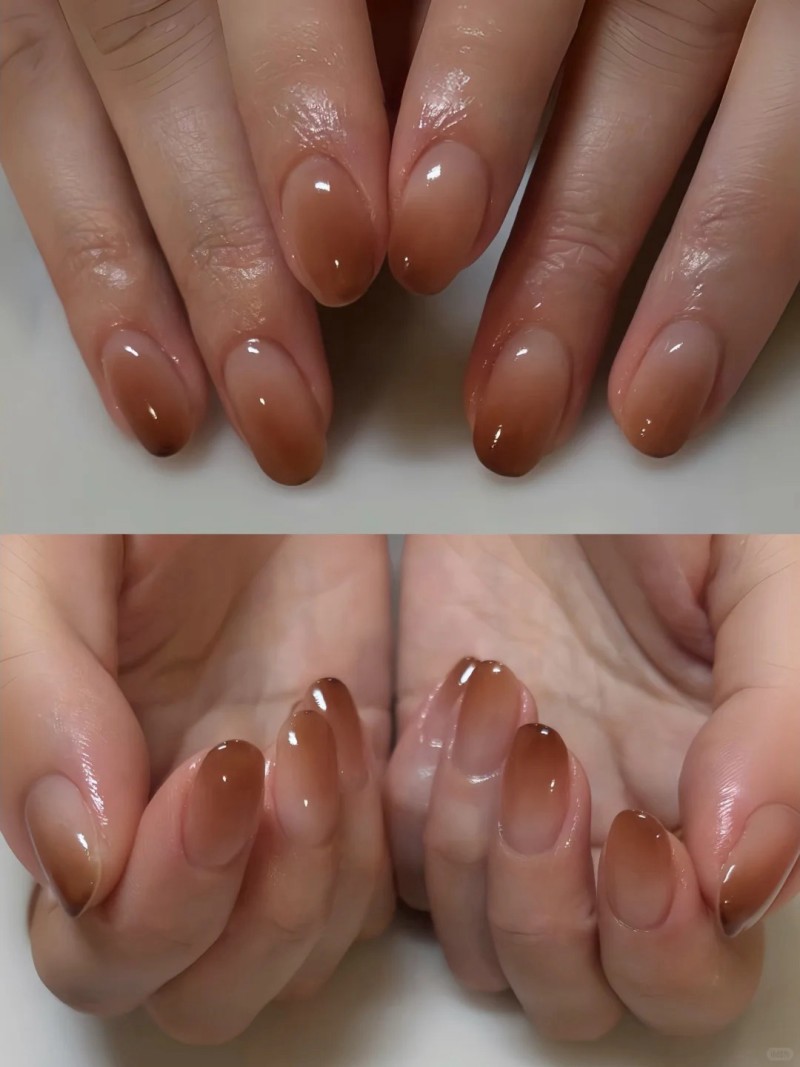 mẫu nail nâu tây