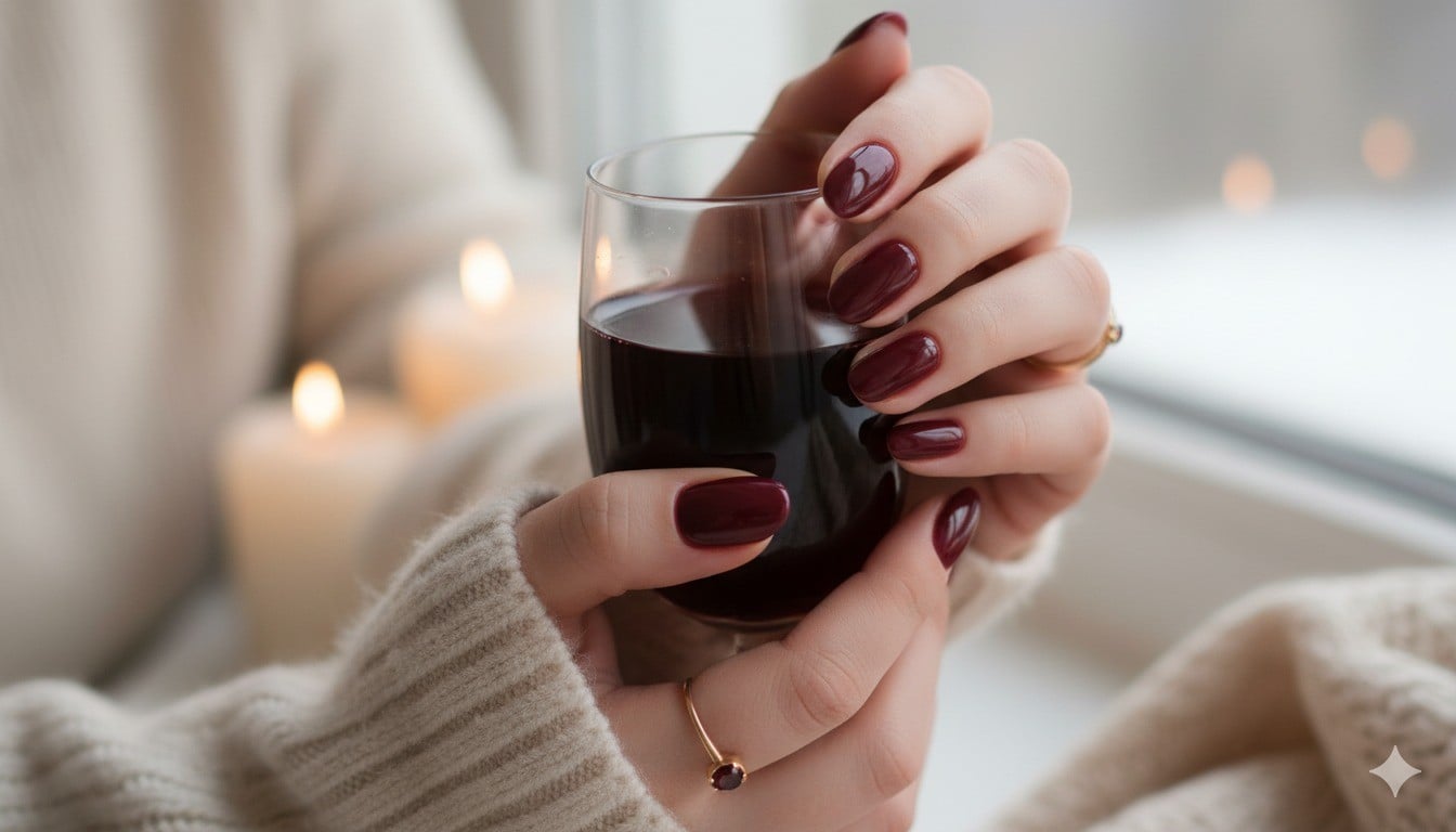 Nail màu đỏ rượu vang/burgundy quyền lực