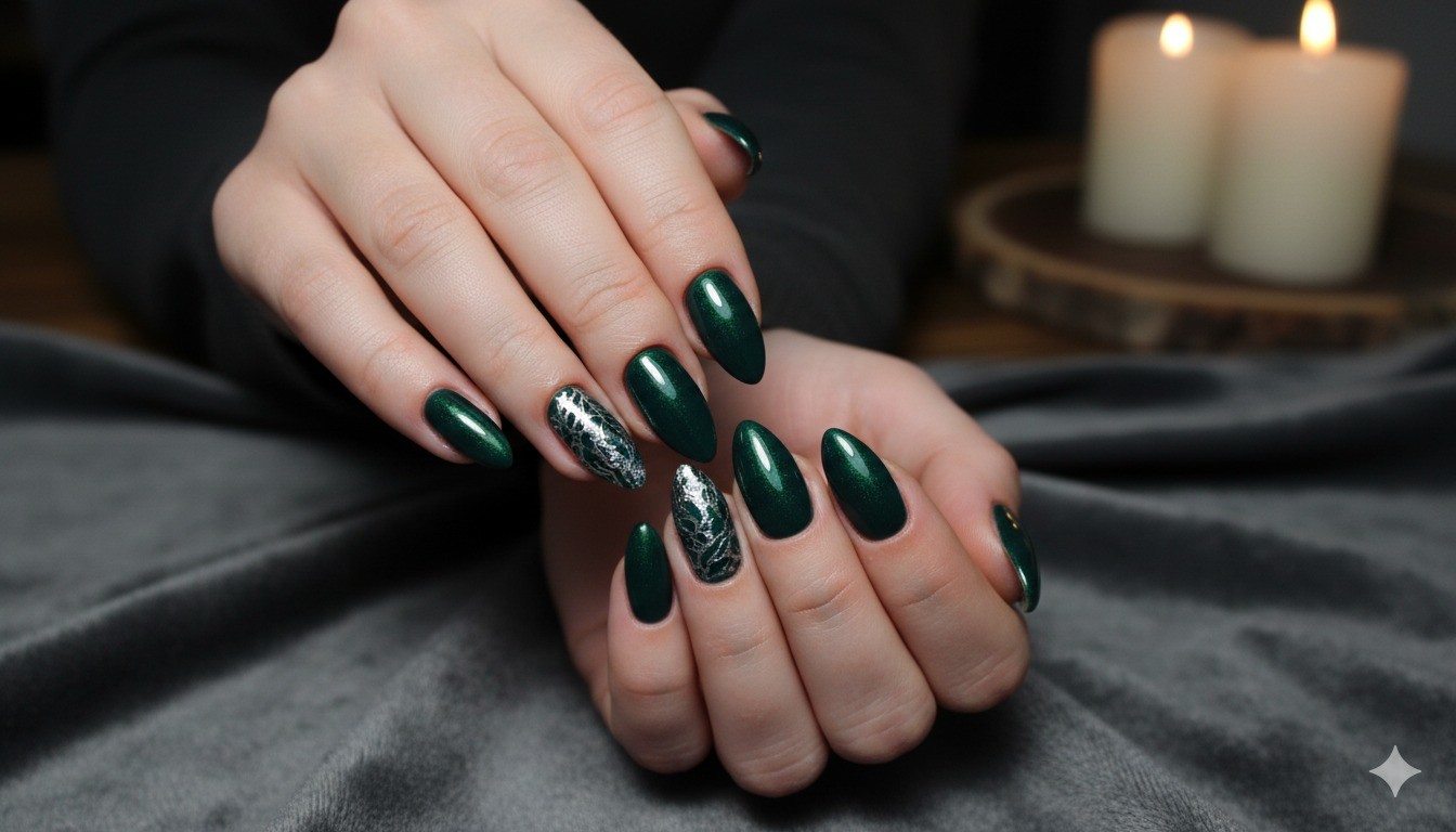 Nail màu xanh rêu/xanh cổ vịt bí ẩn