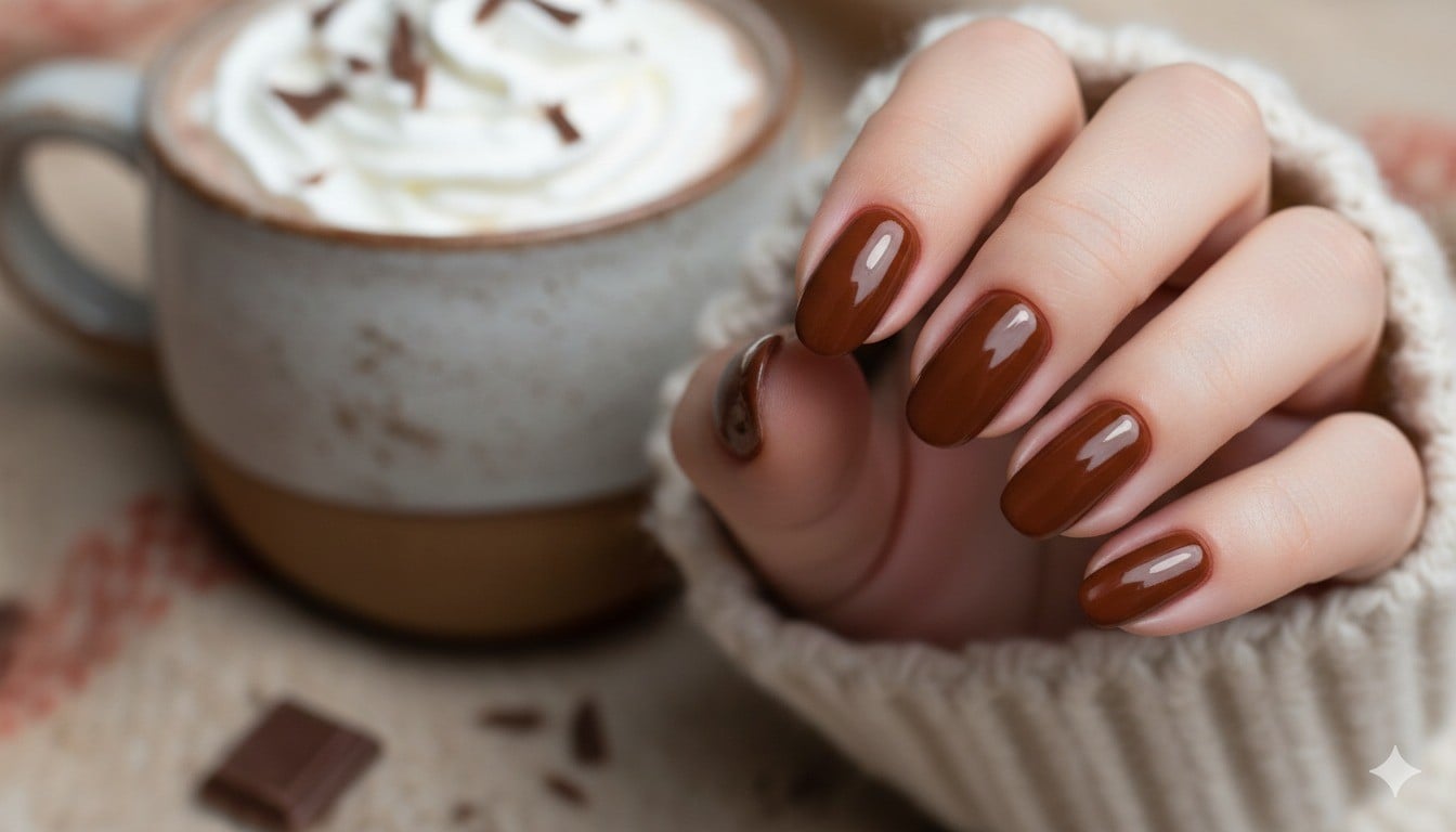 Nail màu nâu đất/nâu chocolate ấm cúng