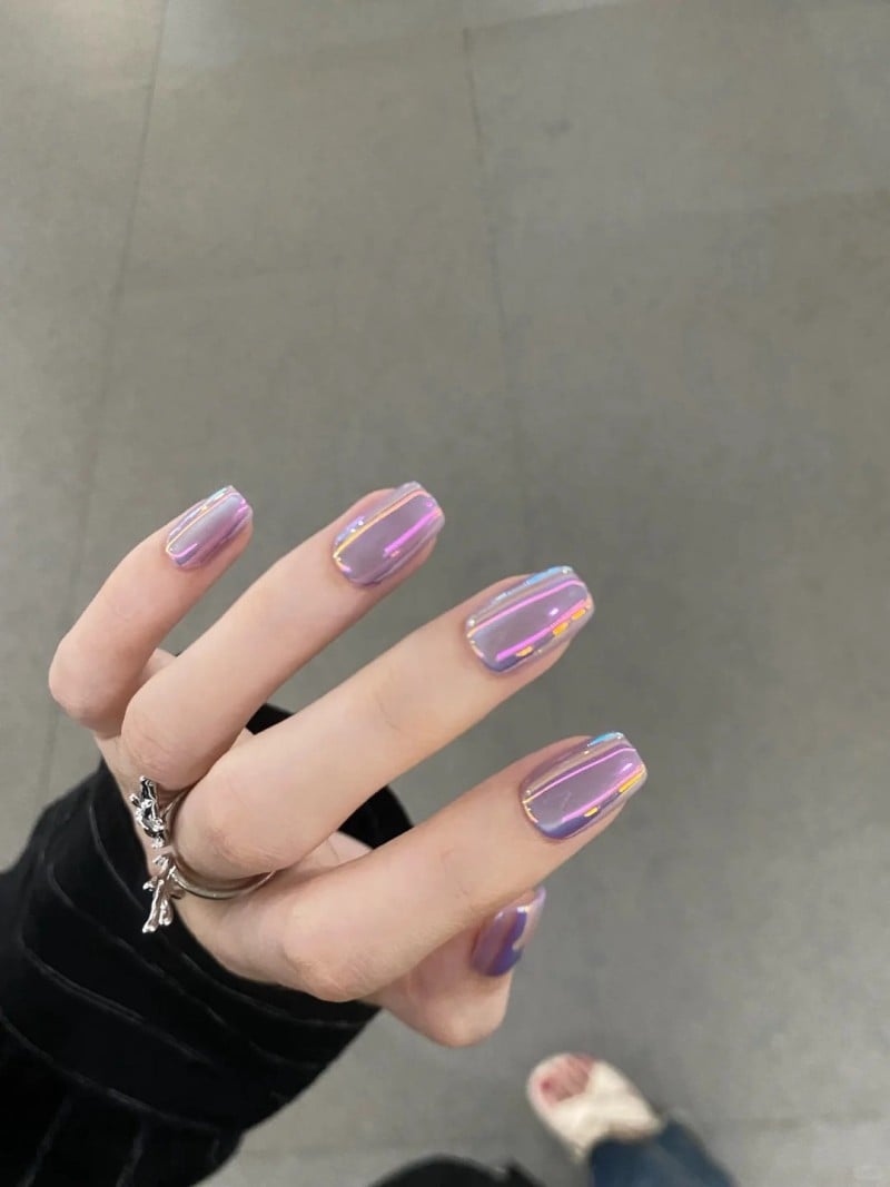 mẫu nail tráng gương