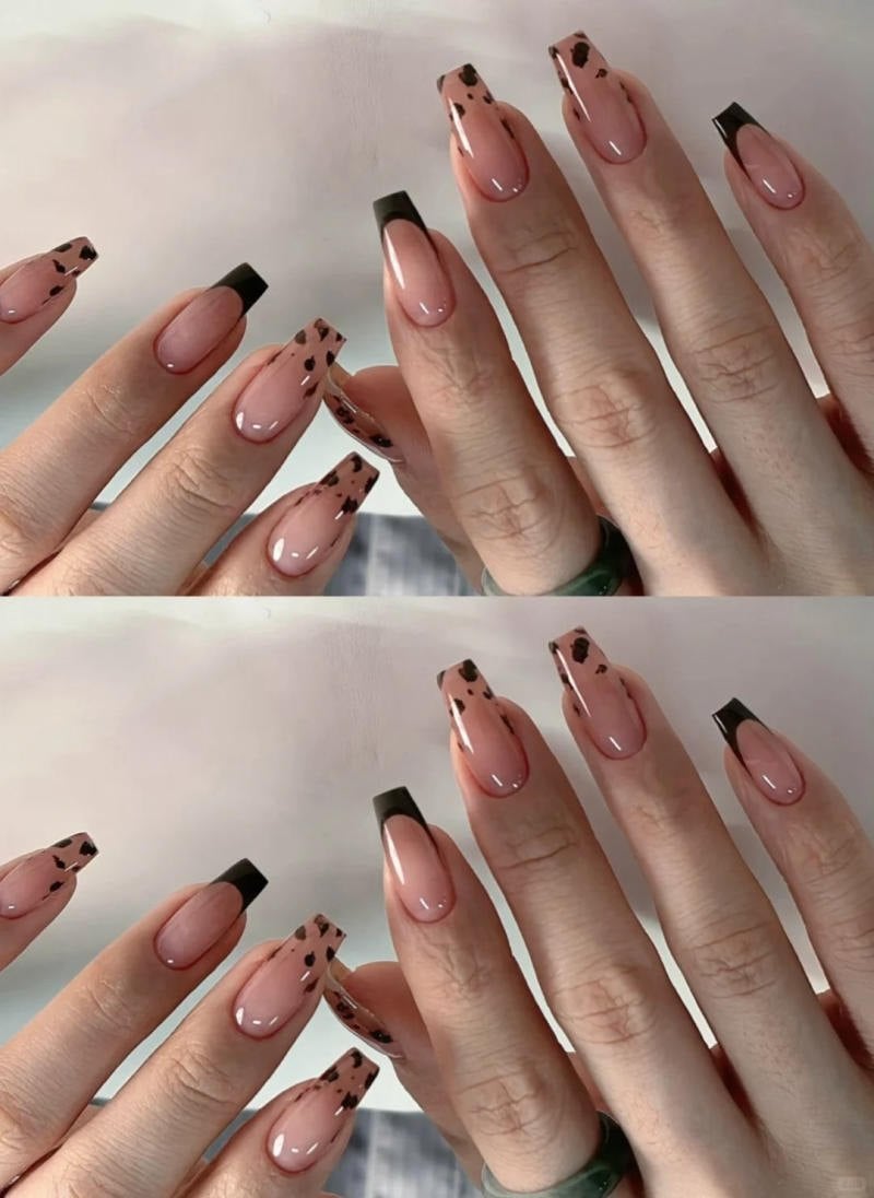 Mẫu móng tay hình thang vẽ họa tiết