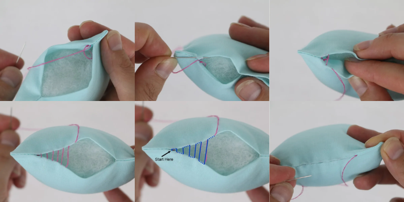 Cách khâu giấu chỉ cổ áo