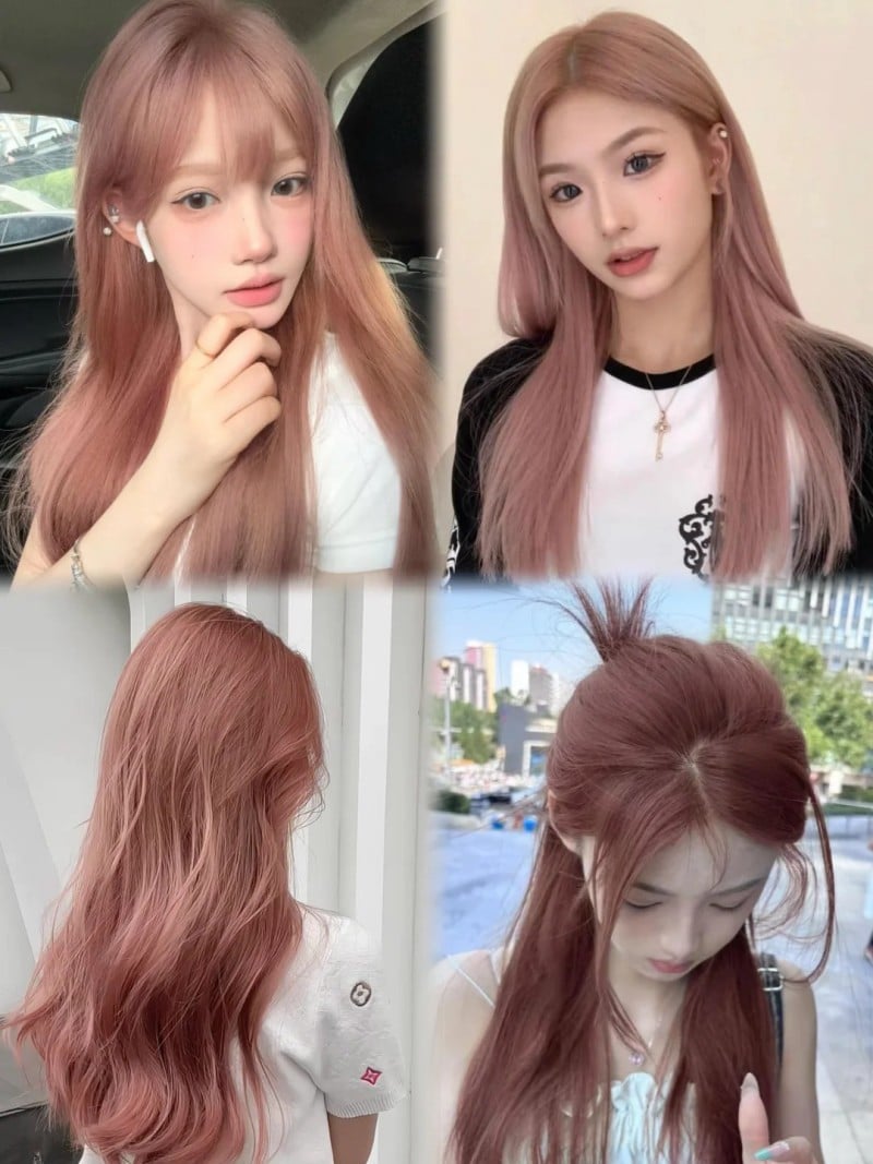 tóc màu nâu hồng trà