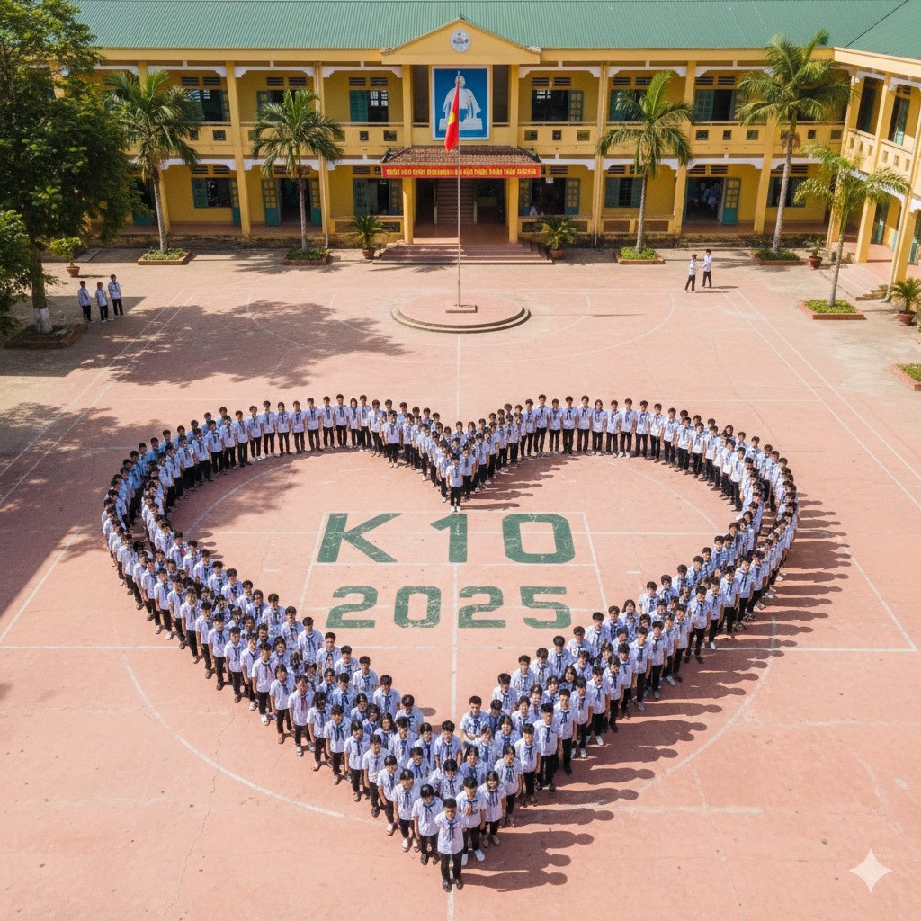 Xếp hình sáng tạo trên sân trường rộng lớn