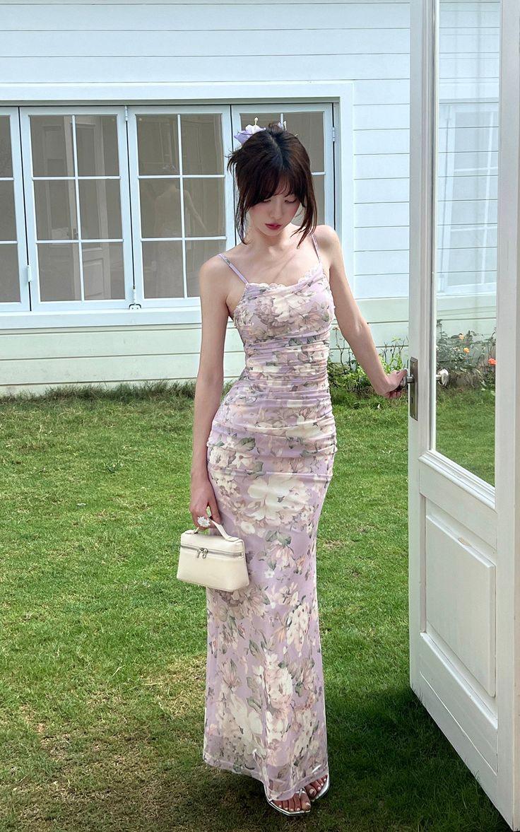 mẫu đầm maxi voan đi biển