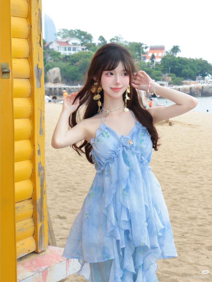 mẫu đầm maxi voan đi biển