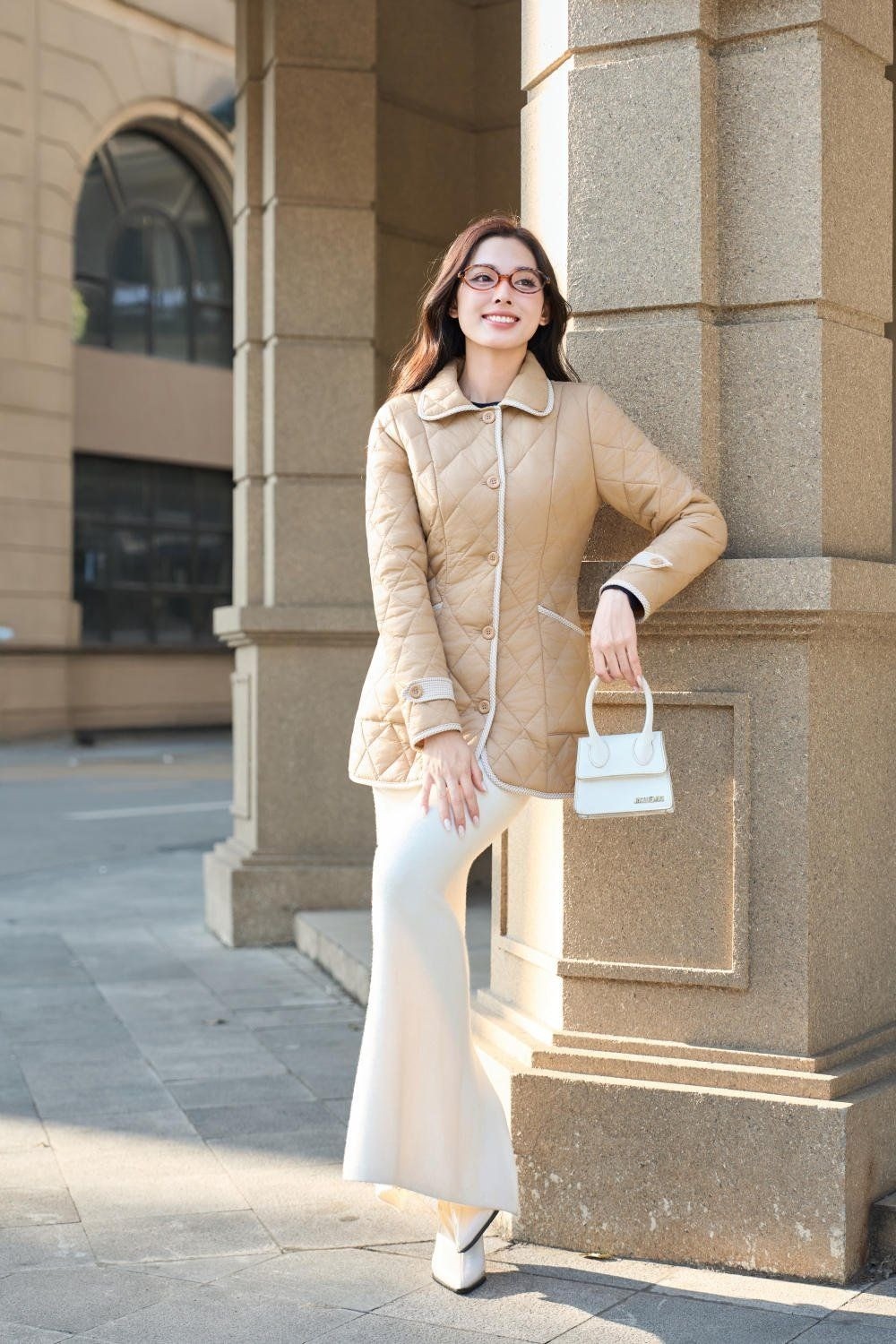 Áo khoác da cổ bẻ