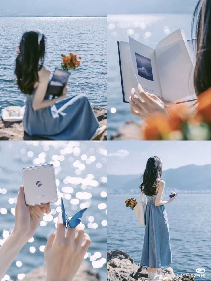 ảnh đi biển chụp sau lưng