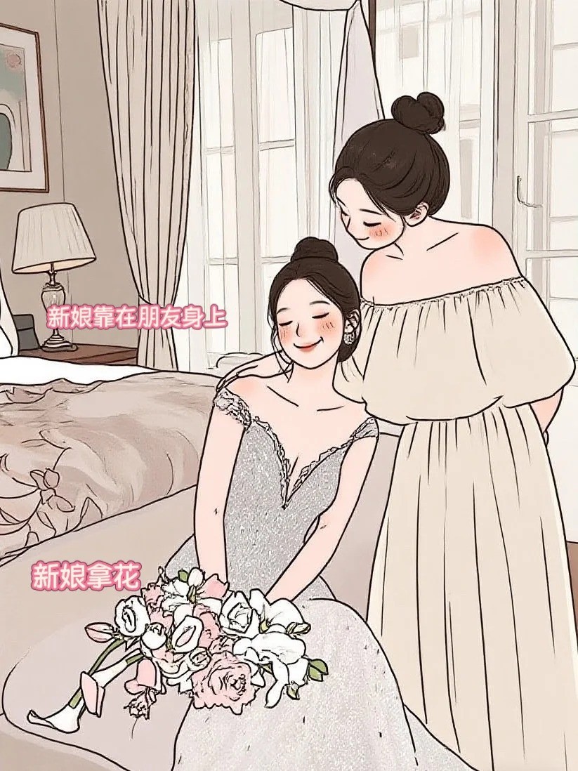 6. Tư thế cô dâu tựa vào vai bạn