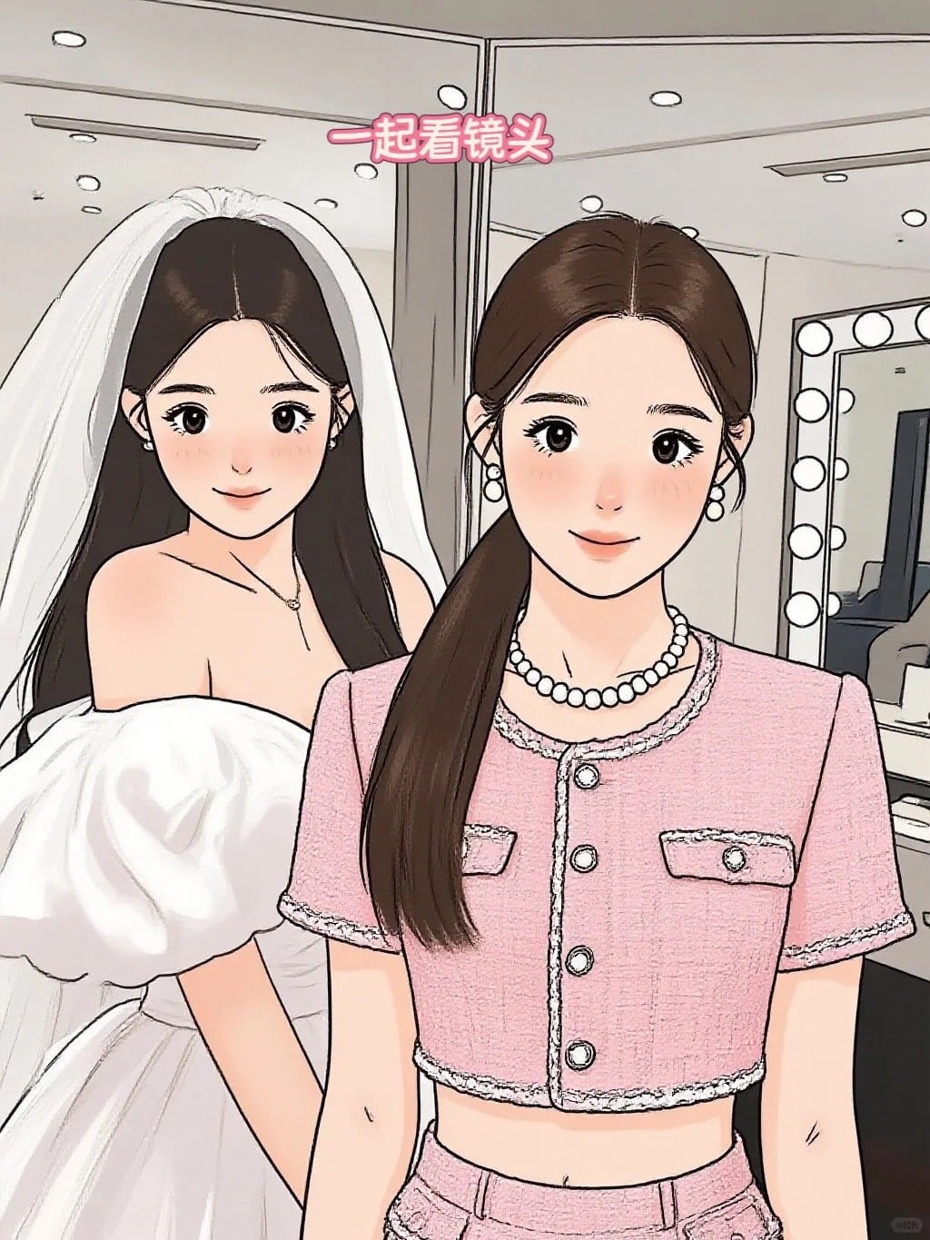 9. Tư thế cùng nhau nhìn thẳng vào ống kính