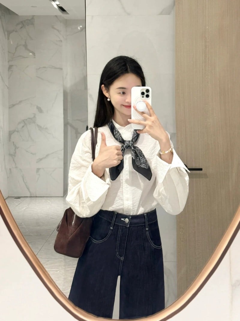 cách thắt khăn với ao sơ mi