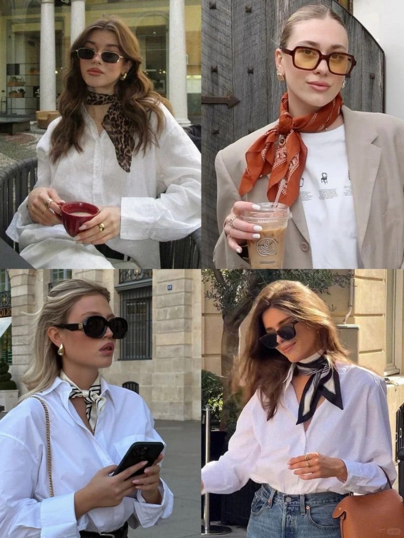 cách thắt khăn với ao sơ mi